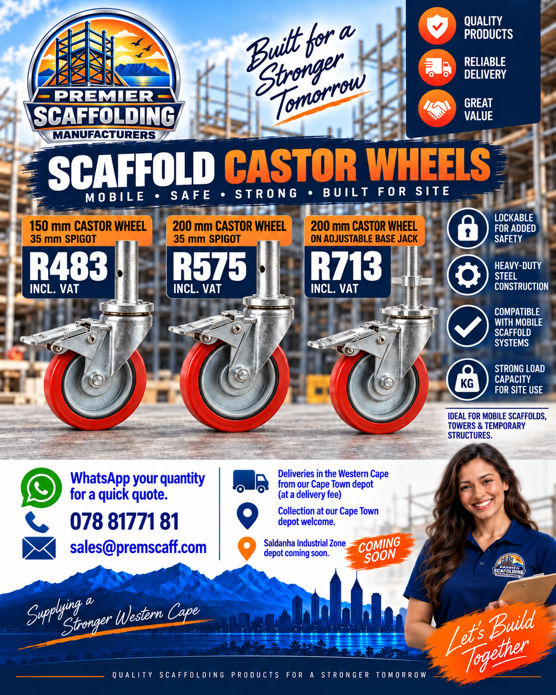 Premier Scaffolding scaffold castor wheels advertisement