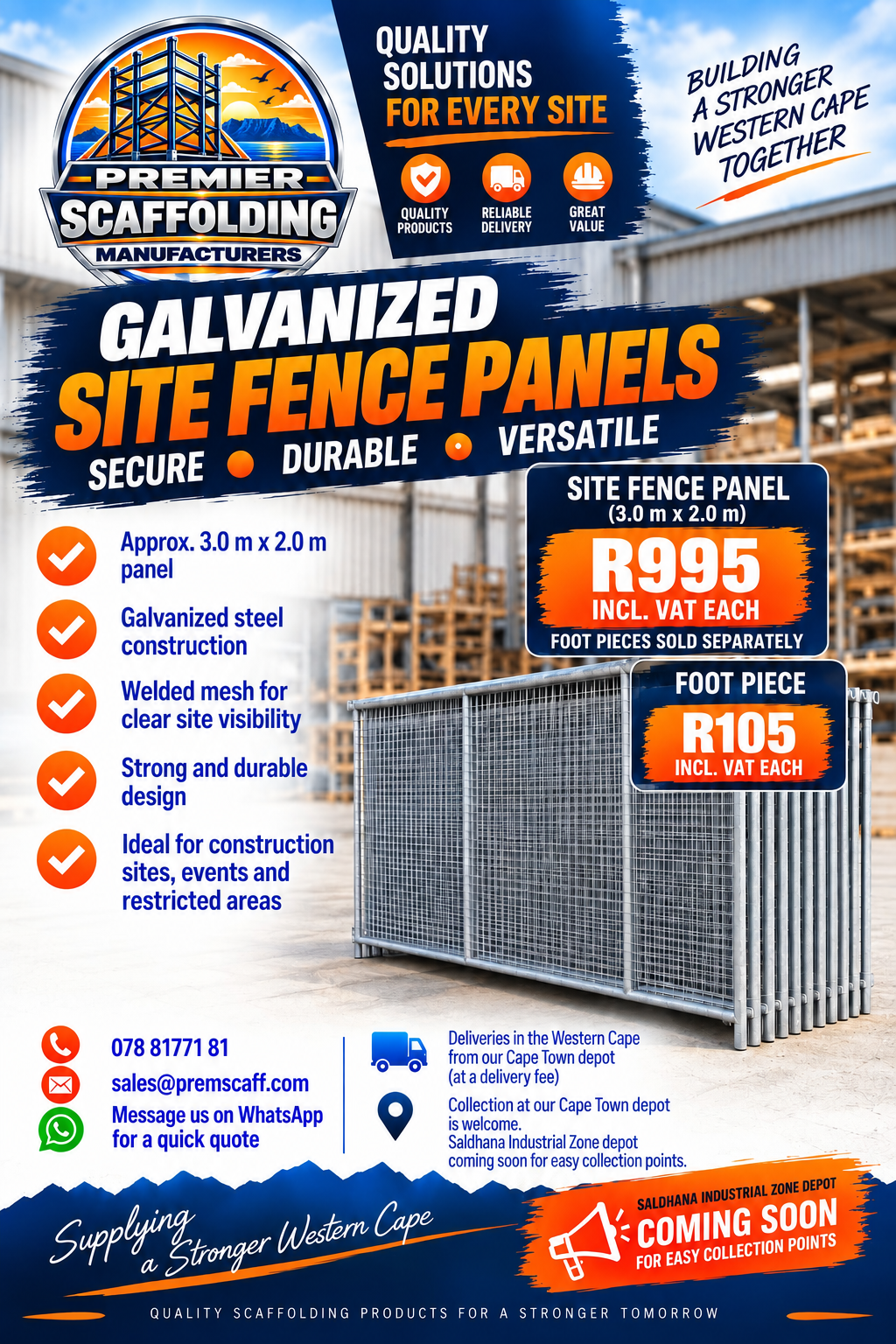 Premier Scaffolding temporary fencing panel advertisement