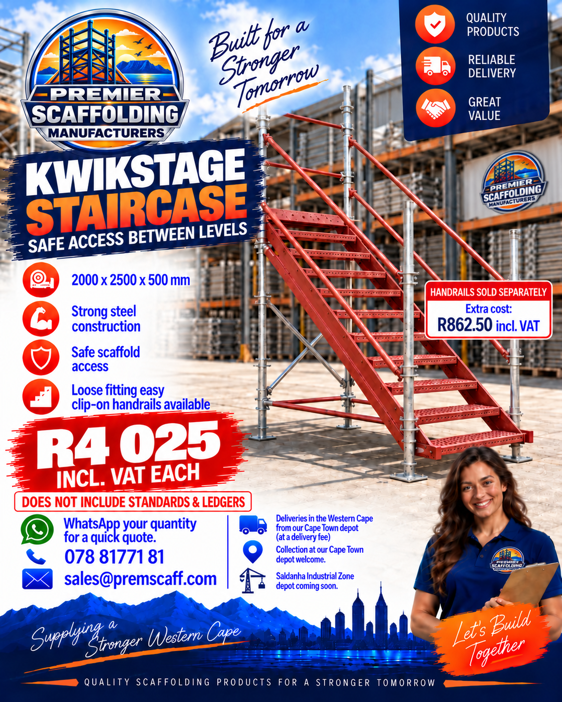 Premier Scaffolding advertising with Lee, the sales assistant