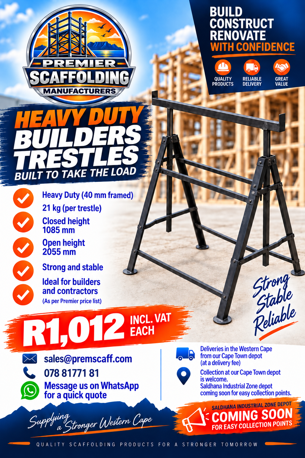 Premier Scaffolding heavy duty builders trestles advertisement
